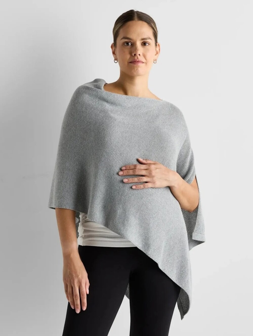 NWT QUINCE Lightweight Cotton Cashmere Heathered Grey Nursing Shawl OS